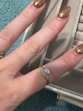 Gold Plated Wire Wrap Moonstone Ring - Gold